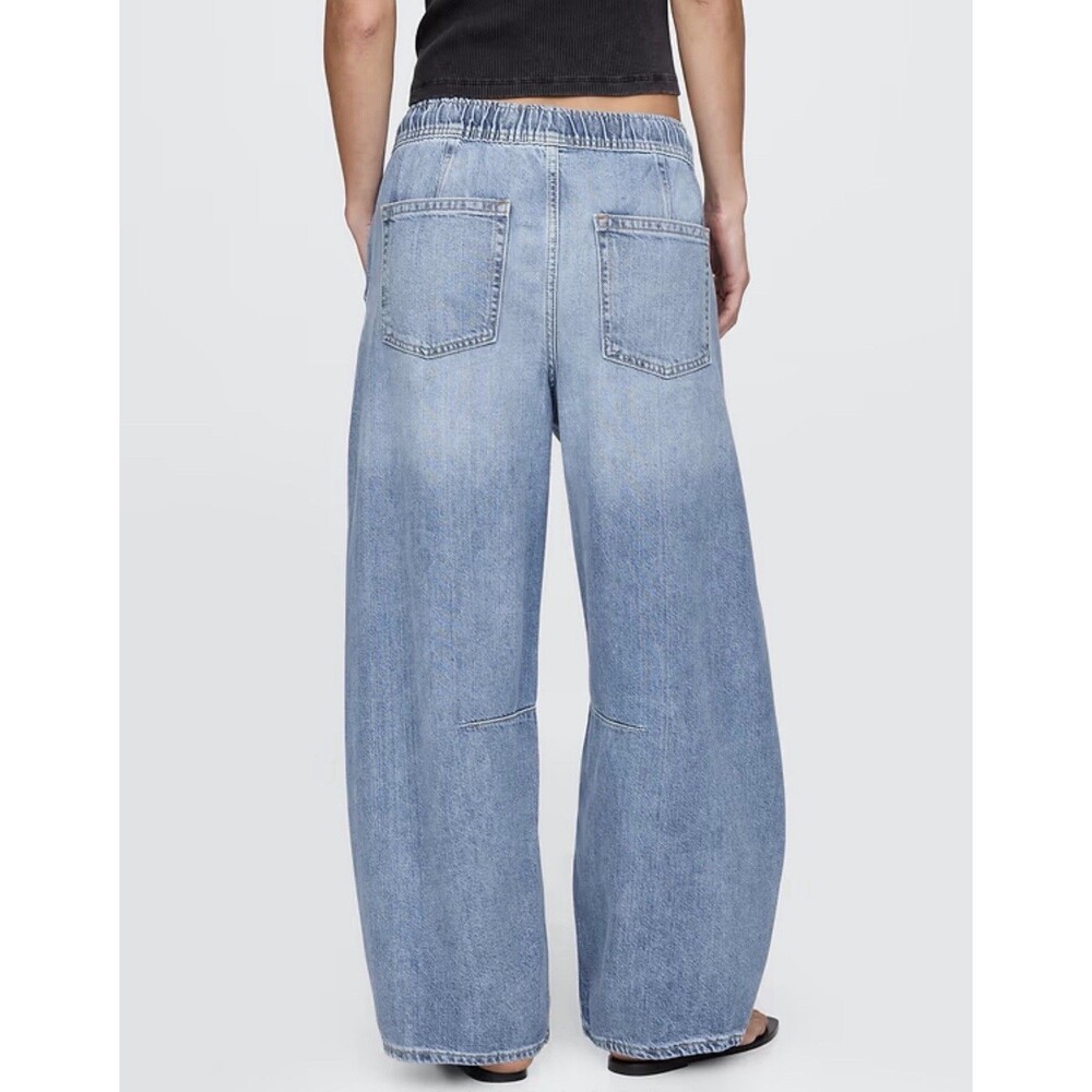 Gap Women Size M Horseshoe Barrel Ultra Soft Easy Pull On Mid Rise Jeans - Picture 3 of 9